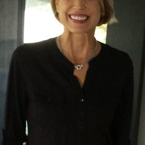 Sterling Silver & Gold/Pave Diamond Neclace